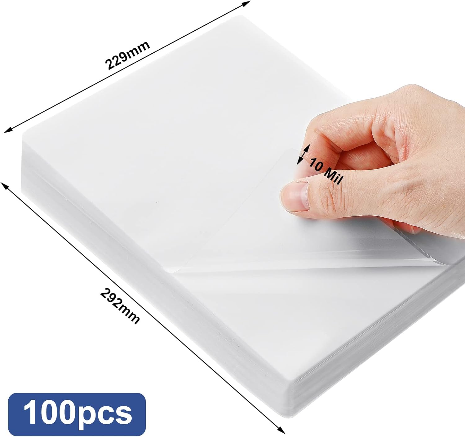 100 Pack Thermal Laminating Pouches 10 Mil Clear Laminating Sheets Plastic Laminating Paper Hot Glossy Laminator Pouches Office Laminating Supplies for Letter Photo Card ID Badge, 9 x 11.5 Inches