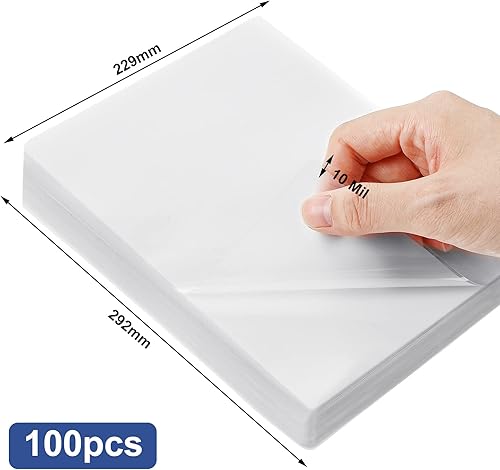 Miniatura 2 de Paquete de 100 bolsas de laminación térmicas transparentes de 10 mil, papel laminado de plástico, bolsas de laminación brillantes para oficina,