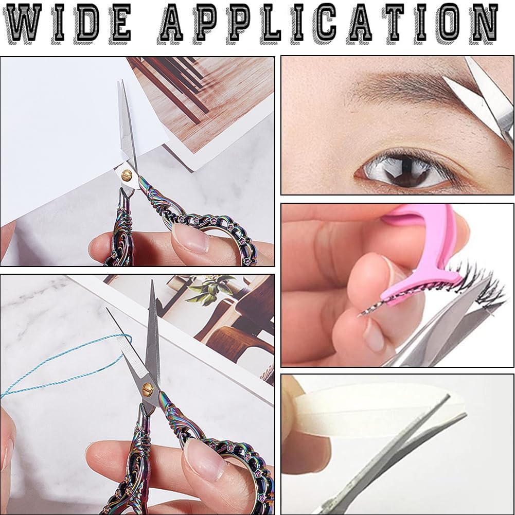 4.5 Inch Stainless Steel Embroidery Scissors Detail Shears Sewing Scissors Vintage Flower Sharp Tip Trimming Scissors for Cutting Fabric Craft Knitting Threading Needlework Artwork Diy Tools