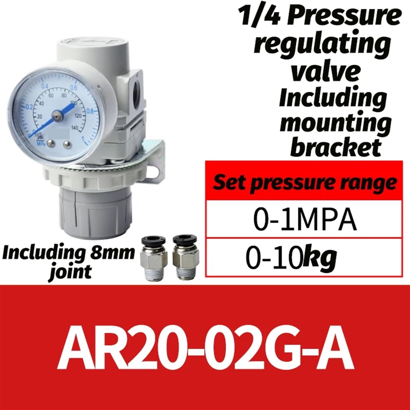 AR20 1/4 Compressore d'Aria Filtro separatore Olio-Acqua Valvola riduttrice di Pressione AW20-AR20-30-02-03 BGC BG-A AW20-02G-A(AR20-02G-A-02)