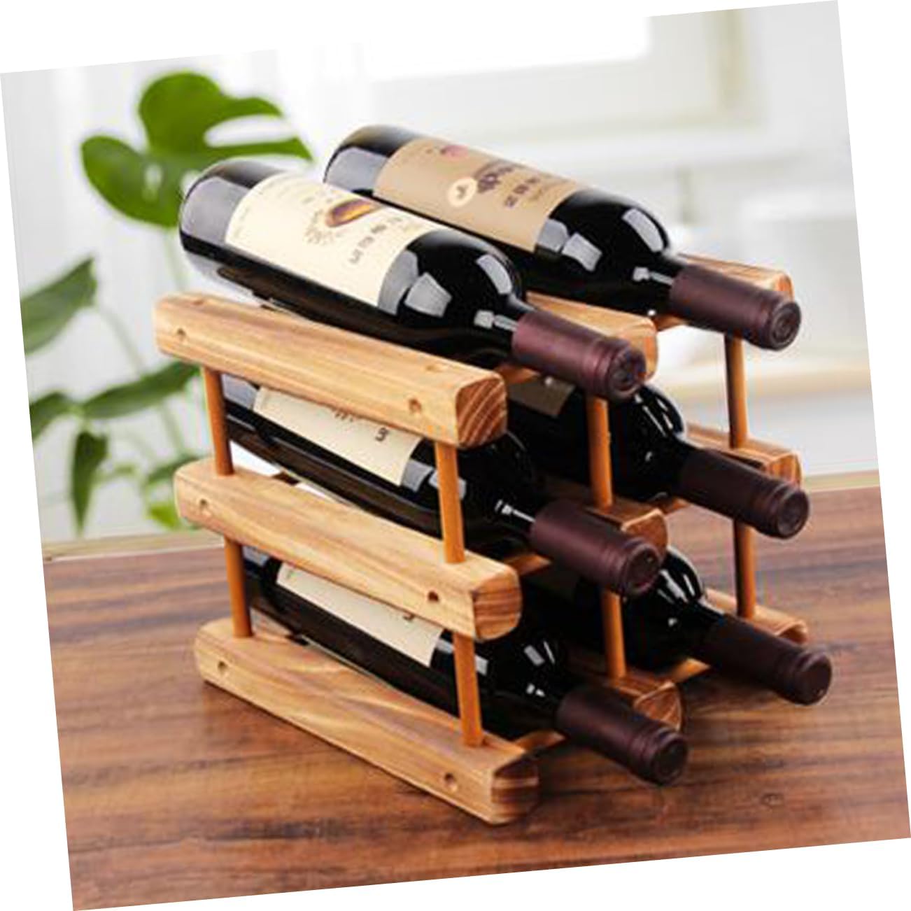 Cabilock Solid Wood Wine Rack Bottle Display Shelf Bottle Capacity European Style Holder