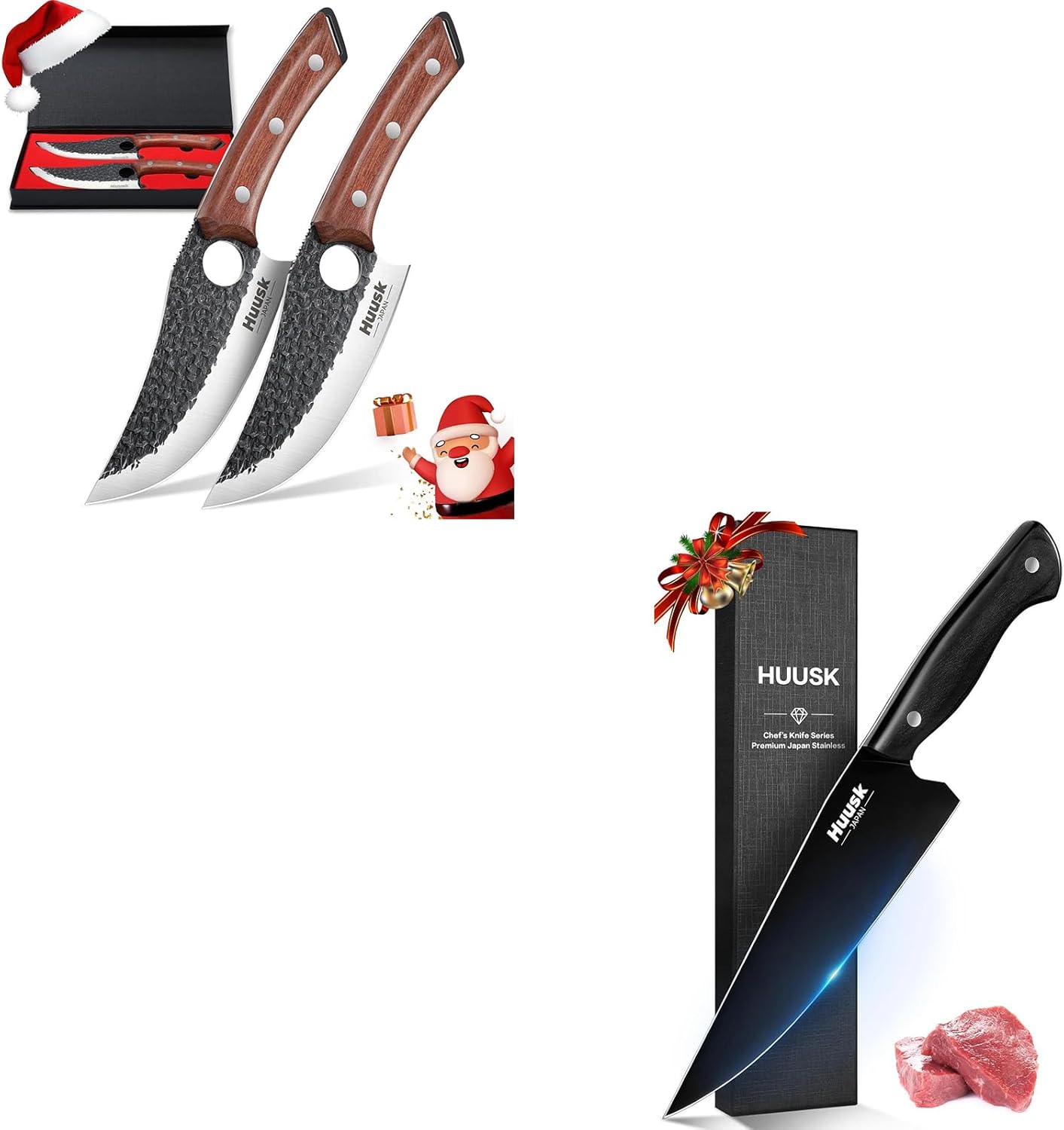 Huusk Viking Knife Set of 2 with Japanese Chef Knife for Kitchen
