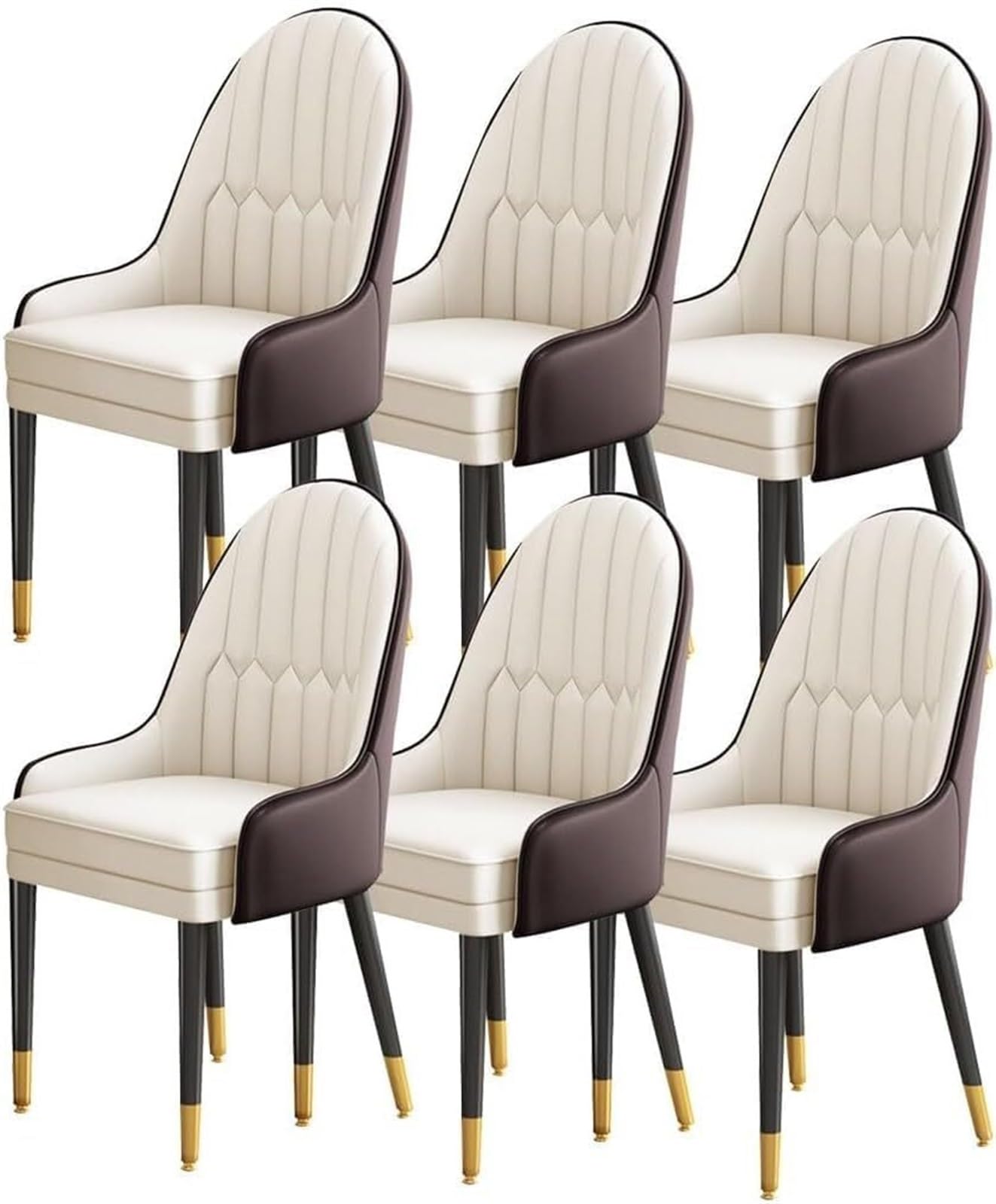 Modern Kitchen Dining Chair Set of 6 Napa Leather Living Room Lounge Counter Chairs Wooden Legs Household Desk Chair for Office Lounge Dining Kitchen(Light Gray-One Size)