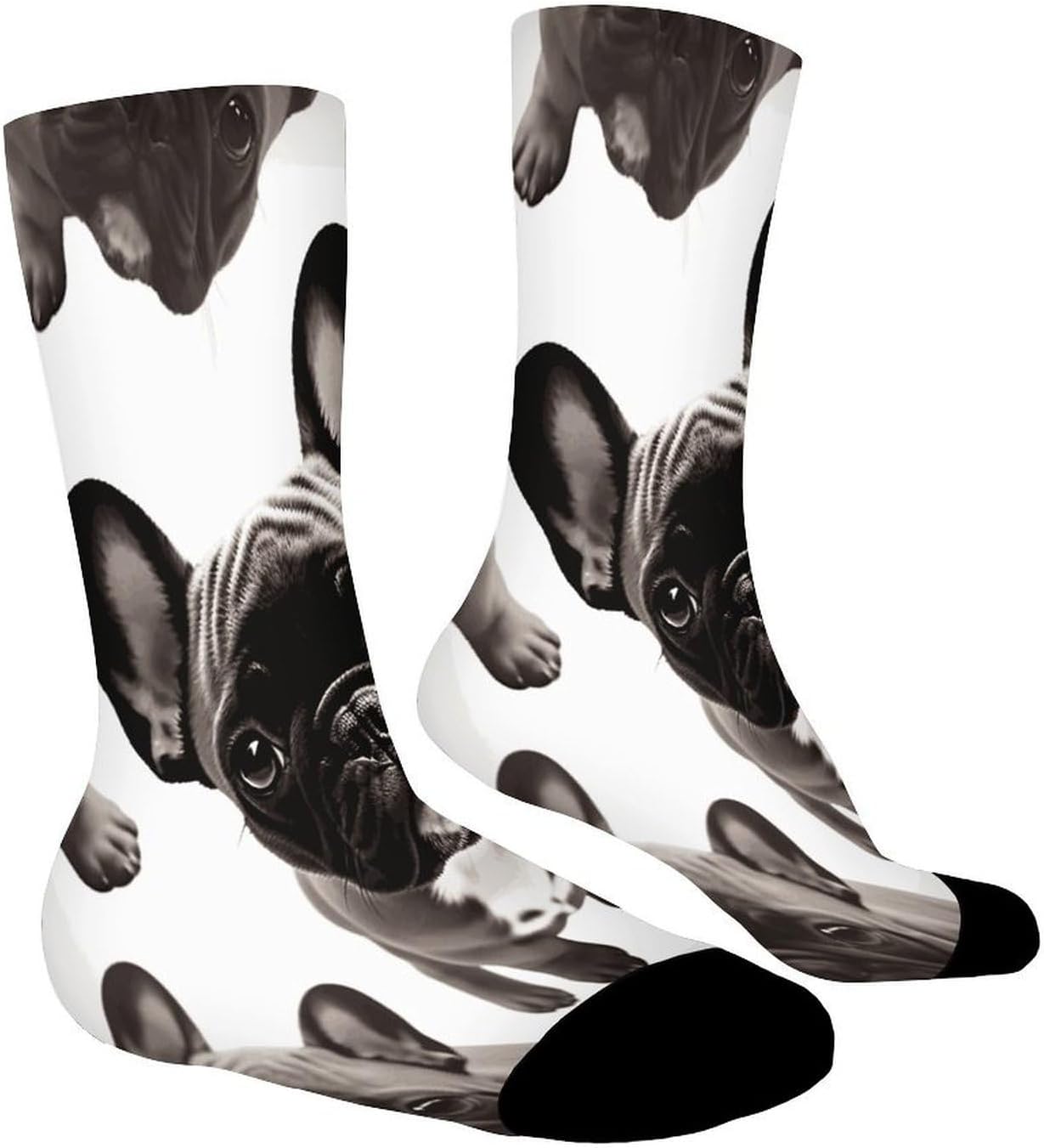 French Bulldog2 Crew Sock High Stocking Grippy Socks | Socks for Men & Women,Stockings-Long Thin Tube Sports, Breathable Soft Athletic for Nurses,Travel