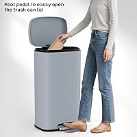 Vista 27 de Arlopu 8 Gallon Step Trash Can, Stainless Steel Garbage Bin, Soft-Close Rubbish Bin with Removable Plastic Inner Bucket, Fingerprint-Proof, Lid Grey