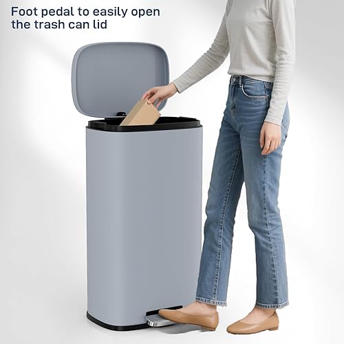 Miniatura 9 de Arlopu Cubo de basura de 813.2 galones, cubo de basura de acero inoxidable, cubo de basura de cierre suave con cubo interior de plástico extraíble,