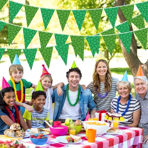 Image of Tiamon 5 Pcs Green Turtle Birthday Pennant Banner Decoration 49.2 Ft