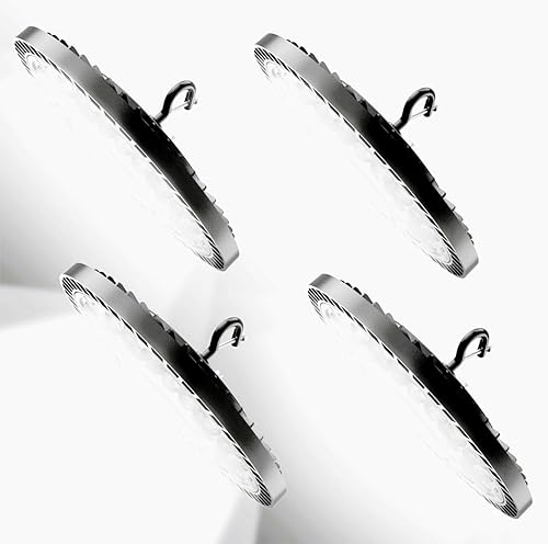 Miniatura 9 de POLARPRA Luz LED de alta bahía de 250 W, paquete de 2 unidades, 35,000 lm 6500 K UFO High Bay luces LED de tienda con cable de enchufe de 6 pies,