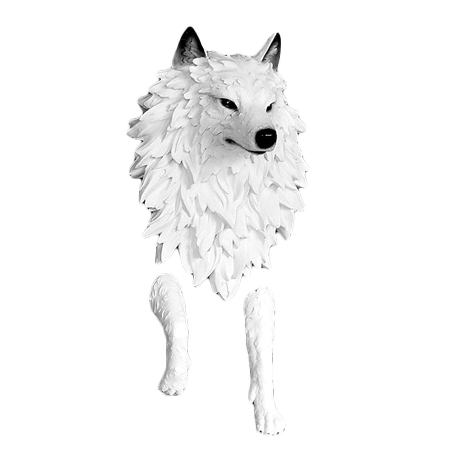 YXCQHZM Wolf Head Wall Art Figurine Hanging - Faux Wolf Head Wall Hanging - Handmade Farmhouse Decor Taxidermy Animal Head Wall Decor (WHITE,39CM)