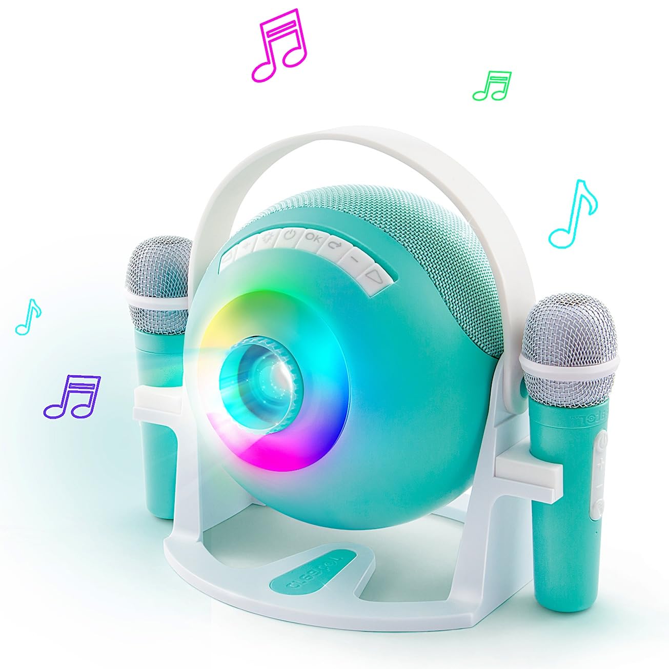 Canal Toys - Music Creator - Karaoke Proiettore Bluetooth per Ragazzi - Con 2 Microfoni Wireless - Proiezione Testi - Effetti Vocali - Altoparlante 40W e Funzione Cast - INF045