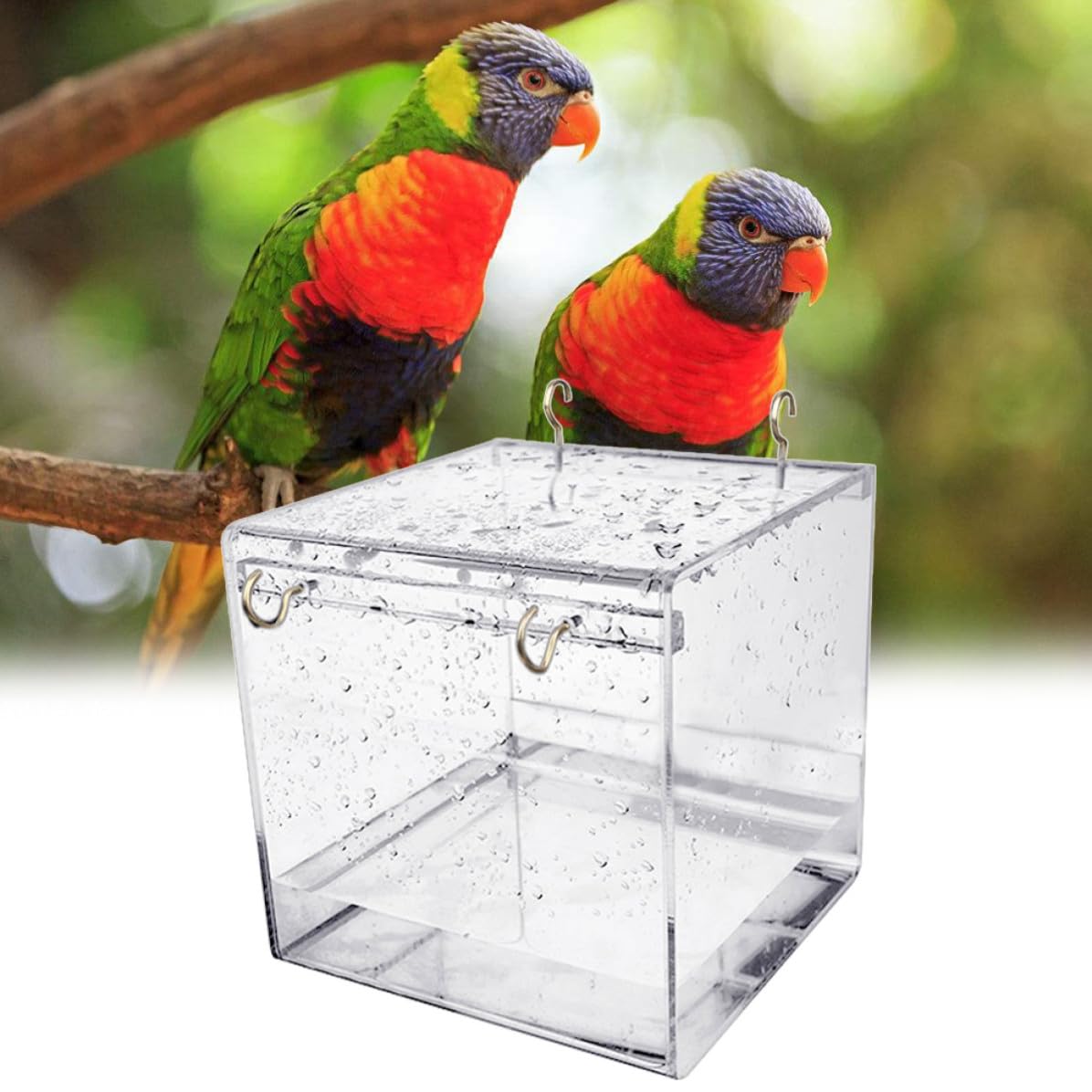 INOOMP Abgedeckter Vogelbadkäfig aus Kunststoff für Kanarienvögel