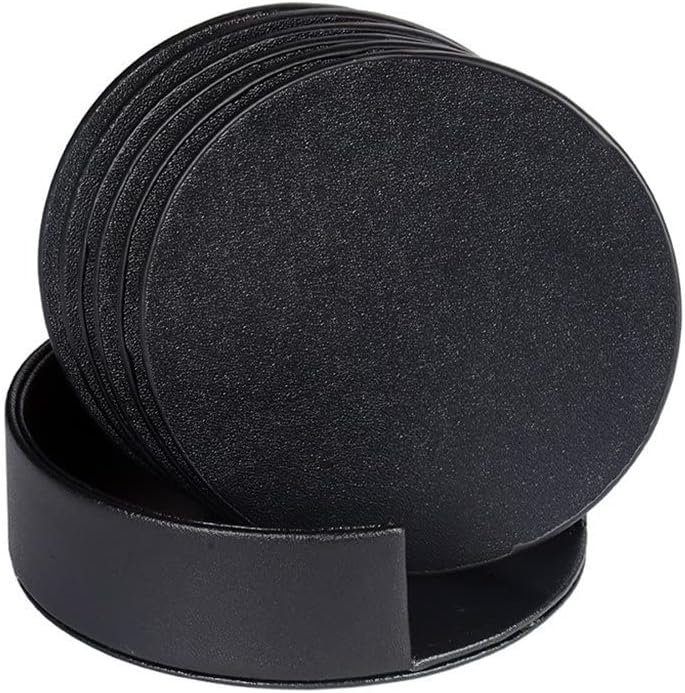 6PCS Coaster PU Leather Marble Coaster Drink Coffee Cup Mat Placemats Round Tea Pad Kitchen Tableware Pad Holder (Color : E, Size : 6PCS)