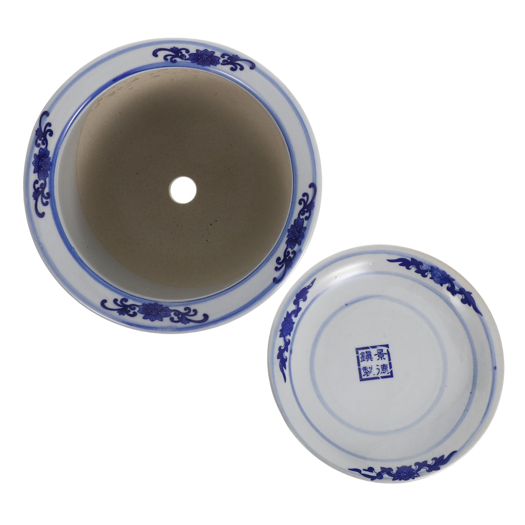 Ipetboom Ceramiczny Doniczka Do Roślin Wewnętrznych z Podstawką Chiński Niebiesko Biały Wzór Dekoracyjny Kwiat Doniczka Do Sukulentów i Bonsai