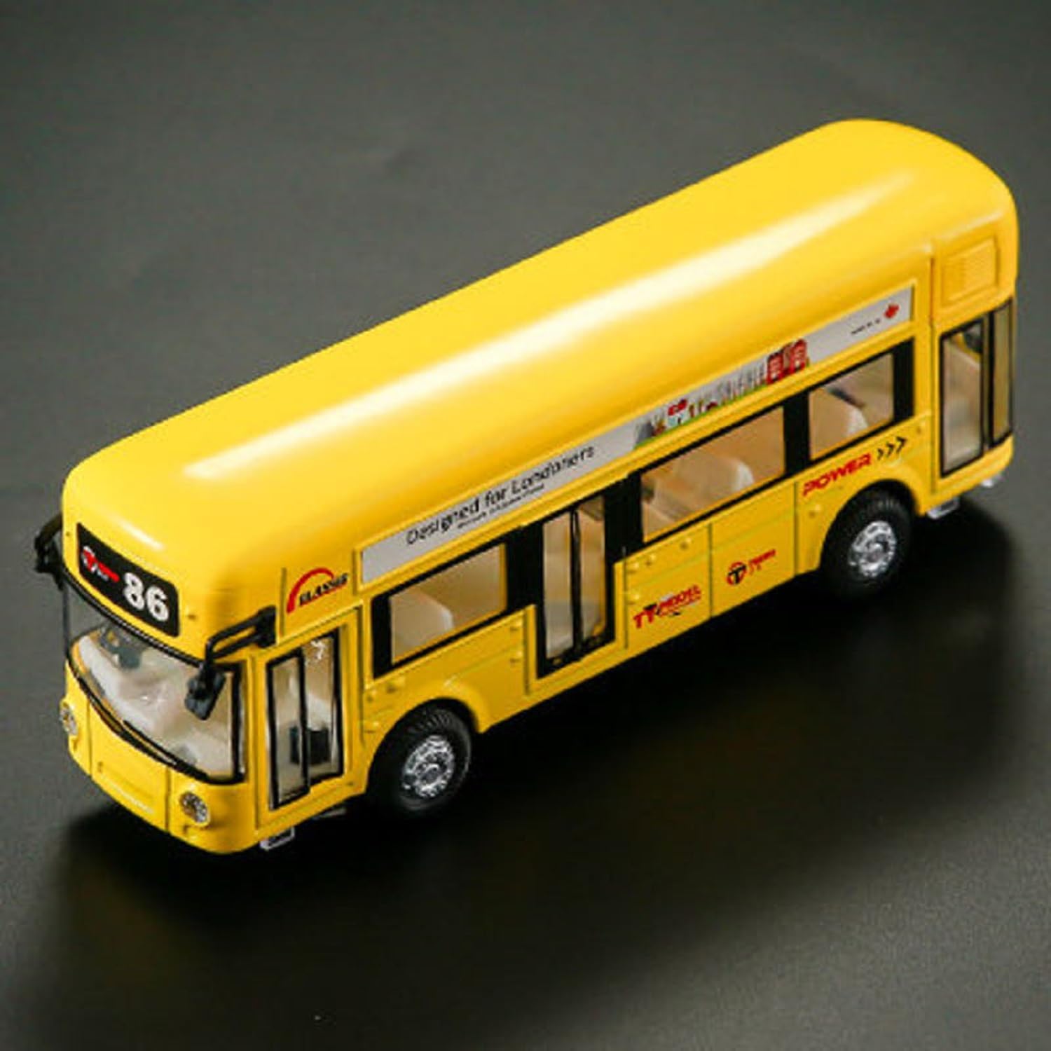 HERBASTRY 1:32 London Bus Alloy Sound and Light Open Door Collection Toy for Boys and Kids Diecast Metal Alloy London Double Decker Bus Car Model with Openable Doors Toy Carw 4