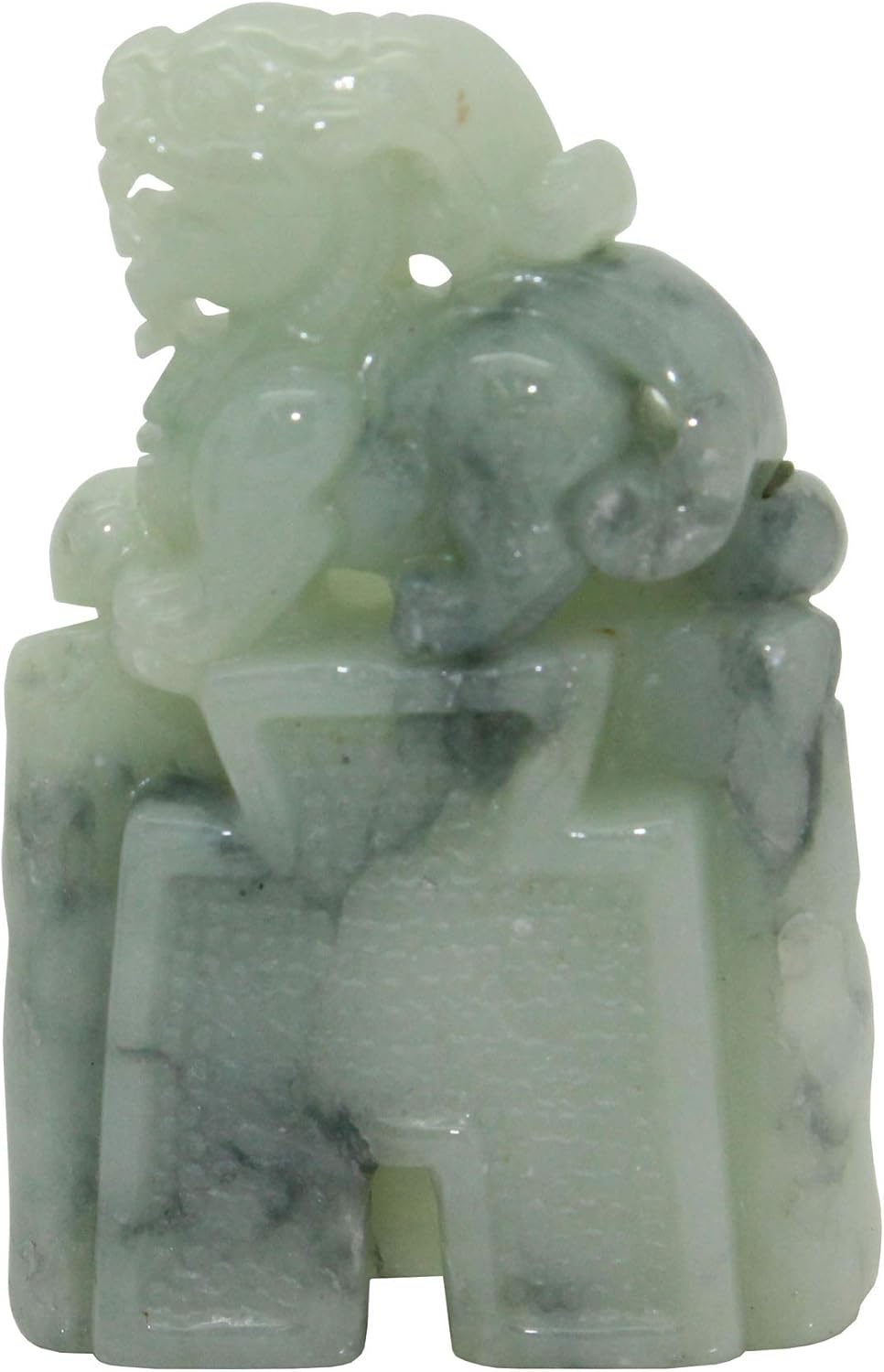 Table Top Carved Natural Green Jade Feng Shui Pixie Bell Figure & Pendant ak327N