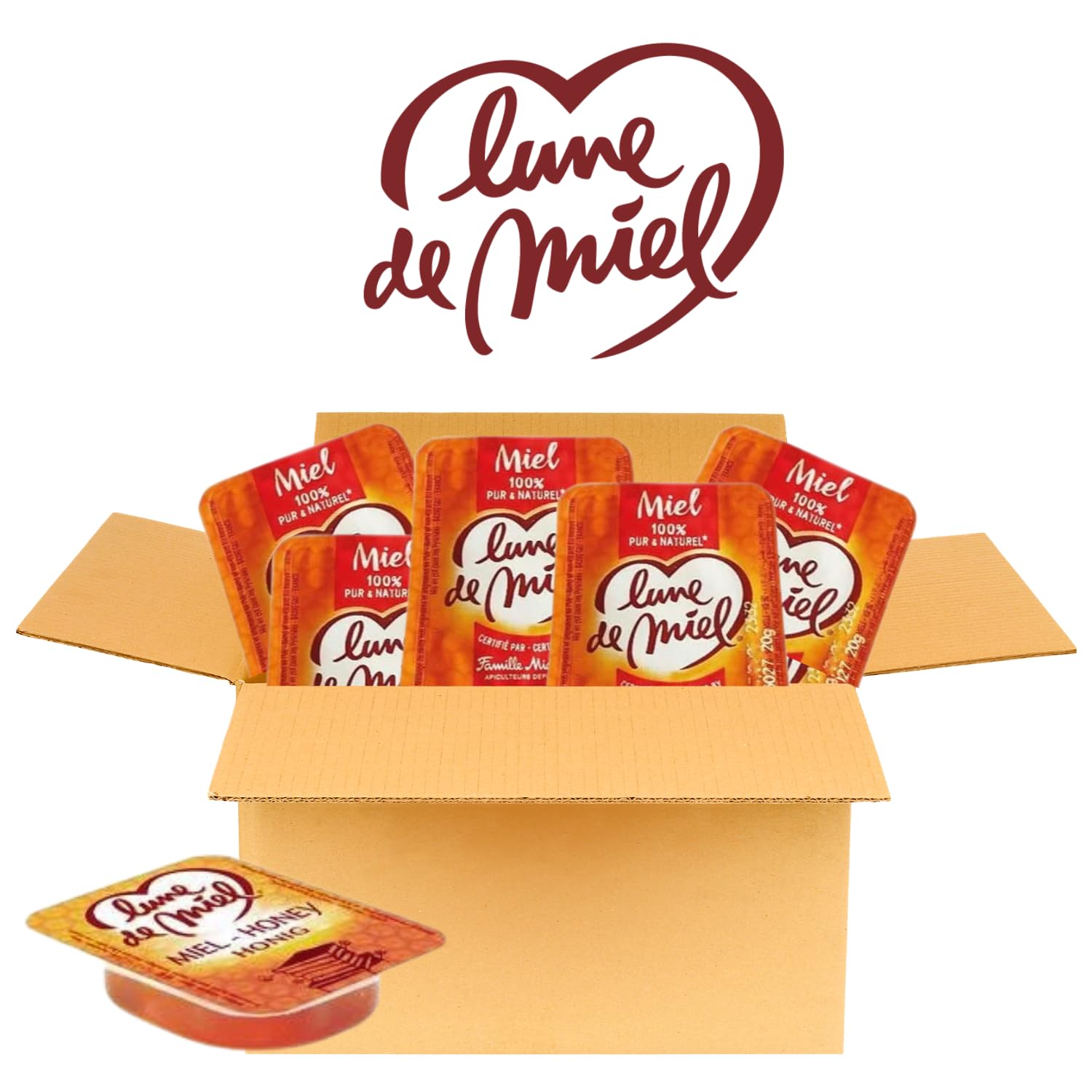 180 barquettes LE BERGER DES FRUITS/LUNE DE MIEL/NUT | Portions individuelles de Pâte à Tartiner, Confitures et Miel pour pour un plaisir sans excès,idéal pour la restauration et les Airbnb