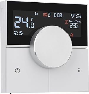 Wengart Smart Raumthermostat WG12, WiFi 2.4GHz für Wasser-Fußbodenheizung (3A), Fenster-offen-Erkennung, Heiz- & Kühlmodus, App-Steuerung, Kompatibel mit Alexa & Google Home