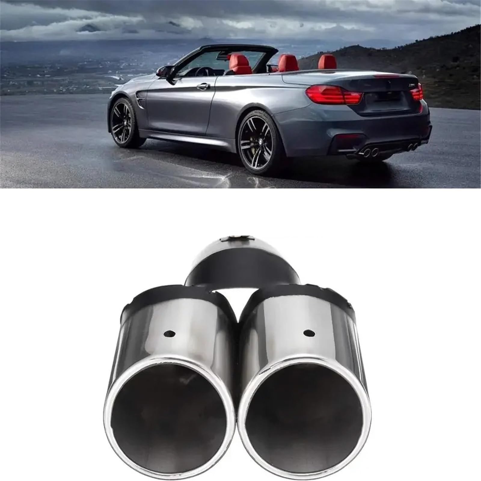 Auto Tubo di Punta di Scarico Per BMW Per Benz Universal Car Marmitte Tubo Coda Decorazione Tubo Scarico Cromato Acciaio Inossidabile Curvo Doppia Uscita Rifinitura