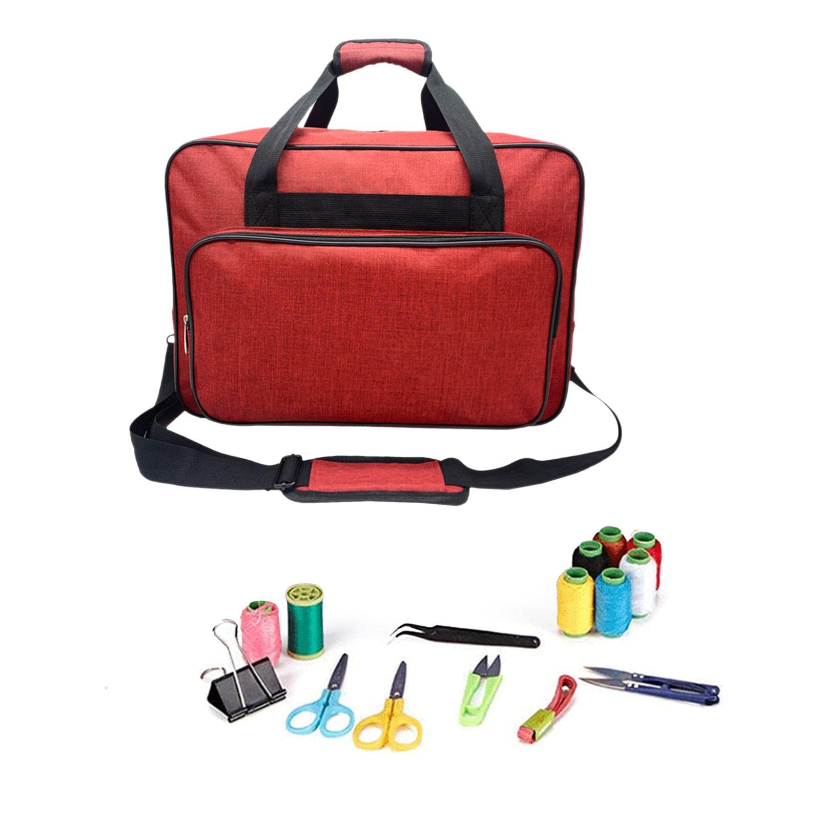 Wysokiej jakości torba do przechowywania na maszynę do szycia pokrowce nylon student dom szary, Czerwony, 46×23×32 cm, jako opis