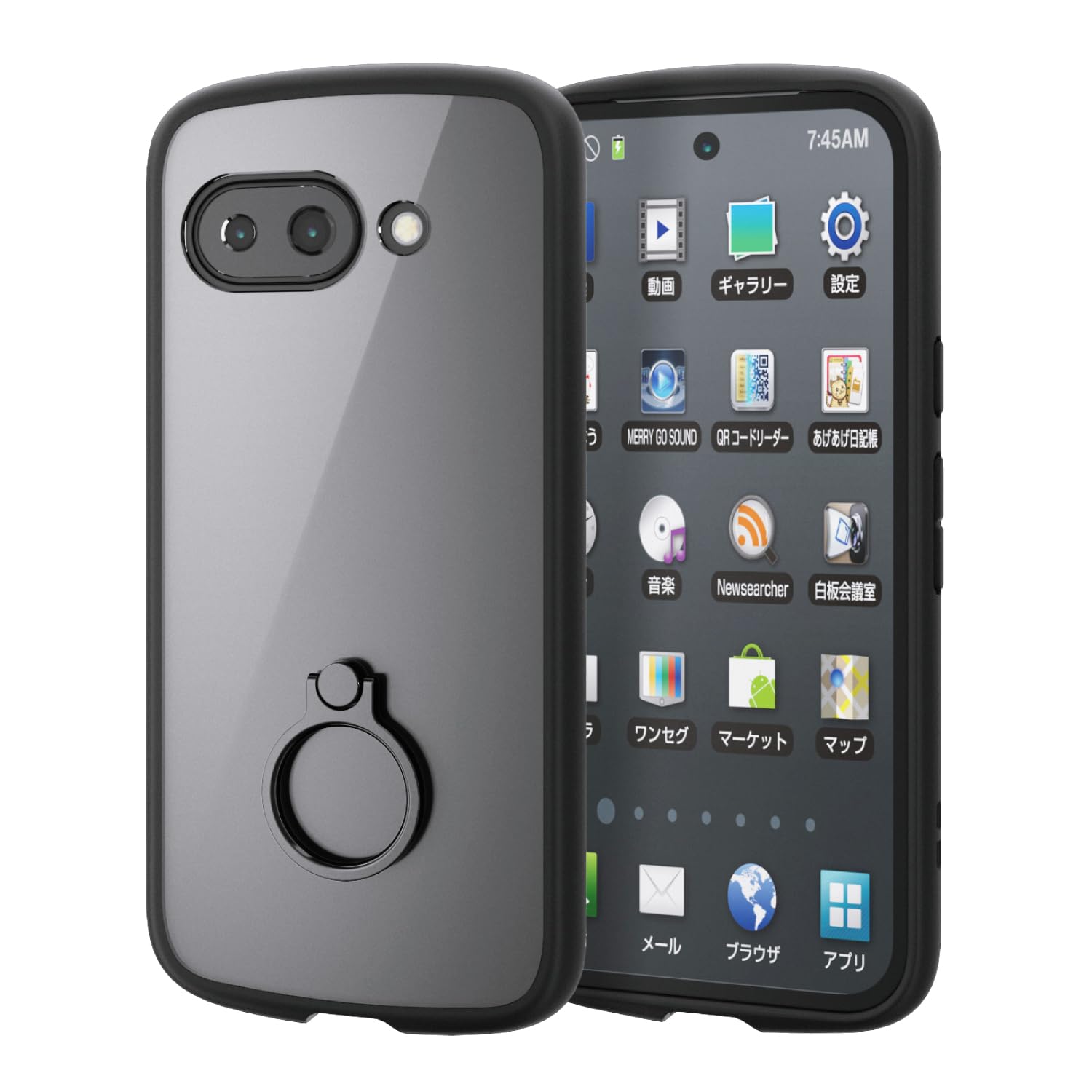 エレコム Google Pixel 9a ケース カバー 透明 耐衝撃 衝撃吸収 ハイブリッド TPU リング付き ストラップホール付き ショルダーストラップシート付 軽量 薄型 傷がつきにくい キズ 硬度5H カメラ保護 ワイヤレス充電対応 エアークッション ブラック PM-P251TSLFCRBK