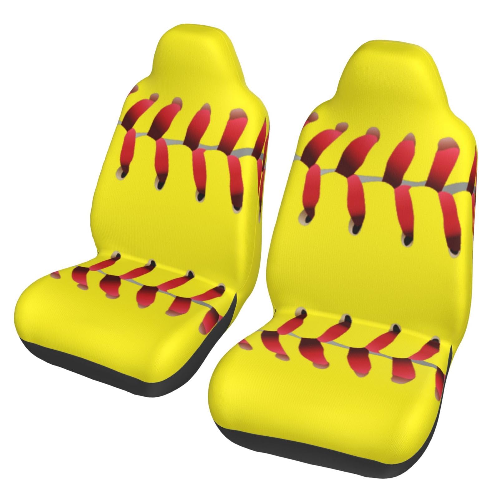 Yellow Softball Red Stripes General Motors Front Seat Protective Covers are Suitable for Sedans, Suvs, and Trucks