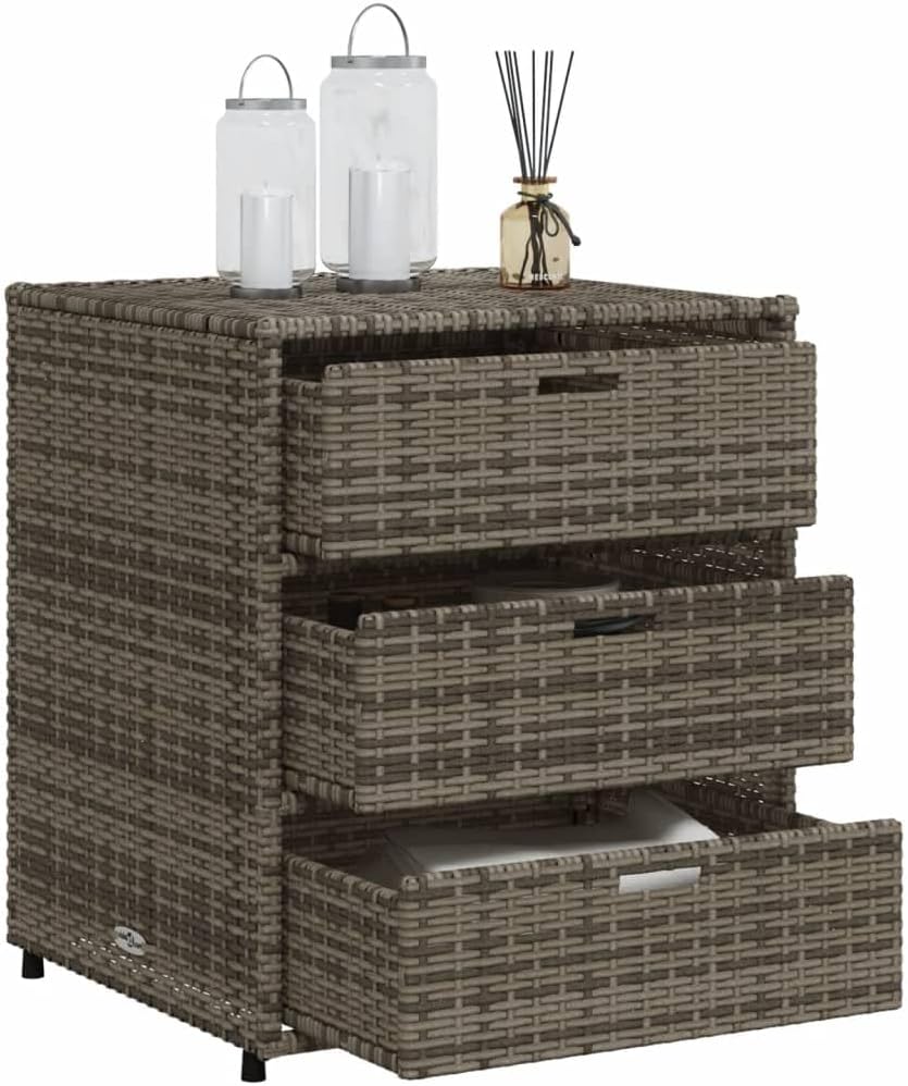 Gecheer Patio Storage Cabinet, Outdoor Storage Cabinet Garden Storage Shed, Weather Resistant, for Yard and Patio Gray 21.7" x 23.2" x 27.2" Poly Rattan - Easy Assembly