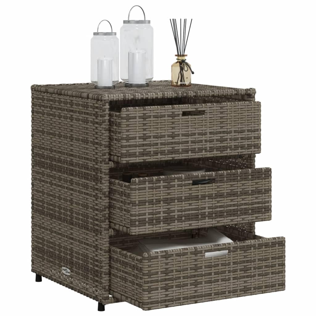 ZEYUAN Gartenschrank Grau 55x59x69 cm Poly Rattan, Geräteschuppen, Gerätehaus, Wetterfest, Outdoor Schrank, Gartenhausschränke, Terrassenschrank - 365557