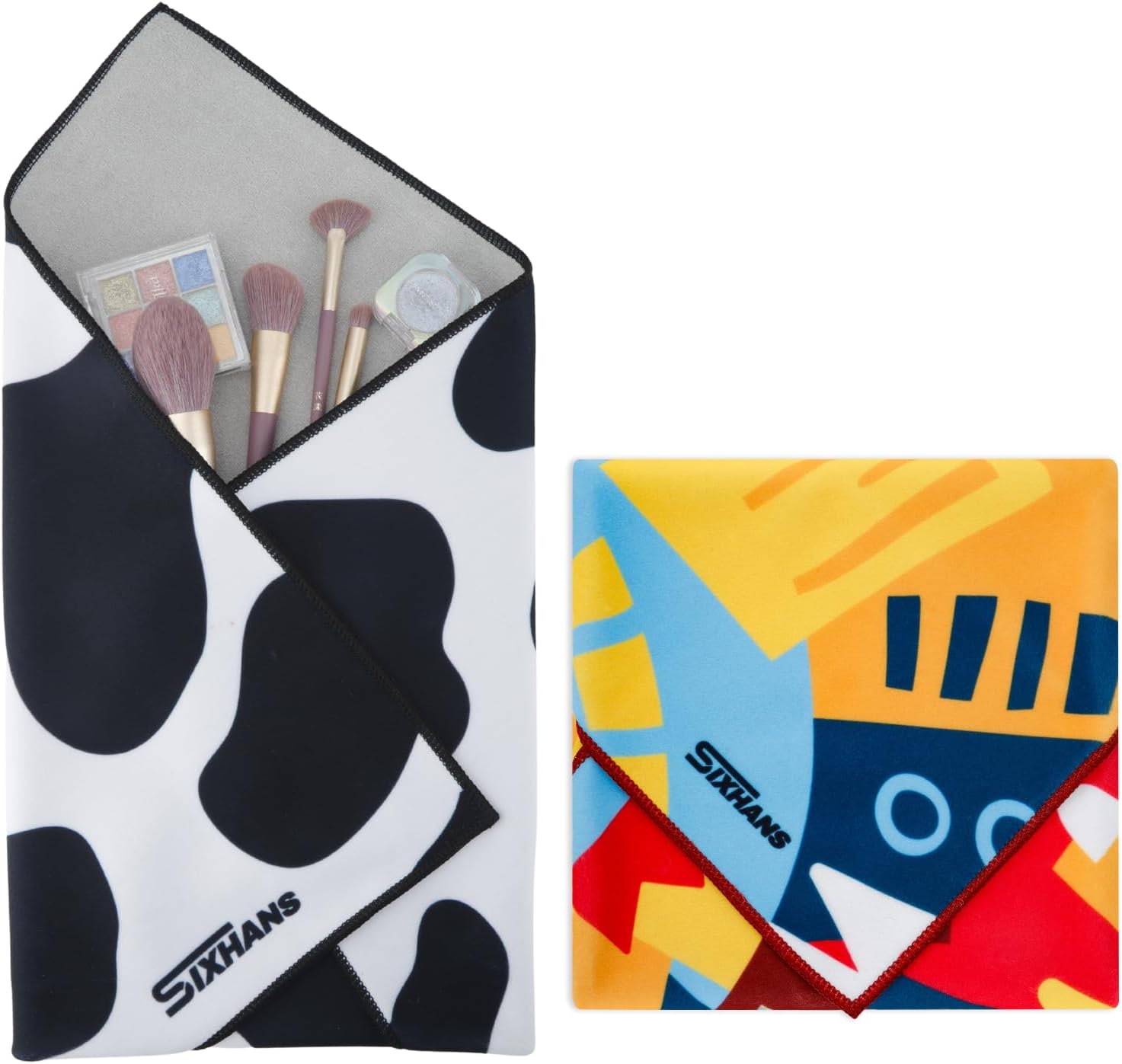 2Pack Self-Adhesive Magic Cloth Makeup Bag|Lay Flat Travel Organizer|Portable Cosmetic Pouch for Beauty Essentials,Camera Wrap,Laptop Protective Cover|Multi-Purpose Gift for Women & Girl (19.7″x19.7″)