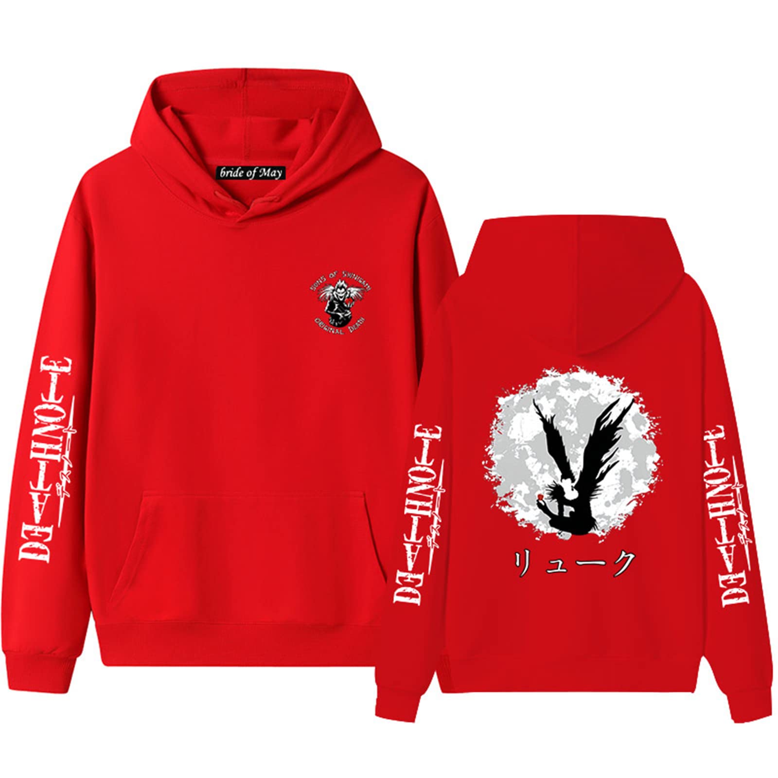 Death Note Hoodie Anime Cosplay Costume Ryuk Yagami Light Pullover Long Sleeve Sweatshirt Jacket Coat for Women Men