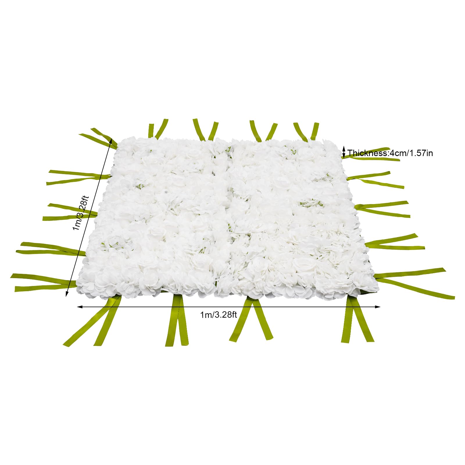 Panel de pared de flores, 1 x 1 m, pared de flores, flores de seda, decoración de pared cuadrada, decoración de pared para bodas, fiestas, accesorios de estudio fotográfico, etc, verde y