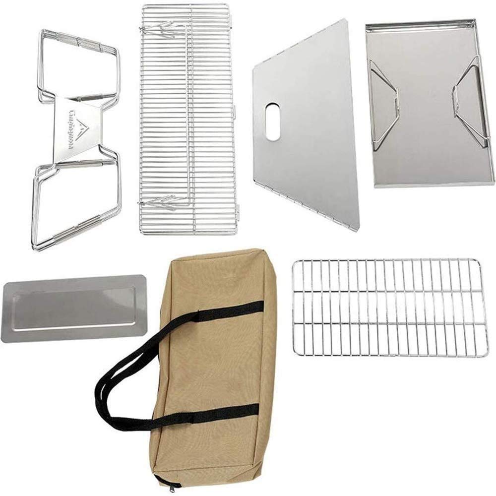 Supporto per barbecue, Ripiano for barbecue portatile, a carbonella for esterni pieghevole in acciaio inossidabile, balcone, feste, picnic, Facile da pulire
