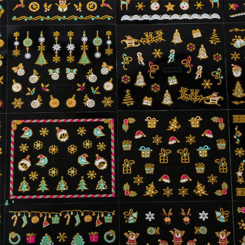 Christmas Nail Art Stickers 3D Metallic Gold - Save 50% - Image 7