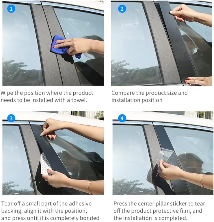 Miniatura 6 de ENTOVOL Cubierta protectora para poste de pilar de ventana de puerta 10 piezas para Chevrolet Cruze 2009-2015