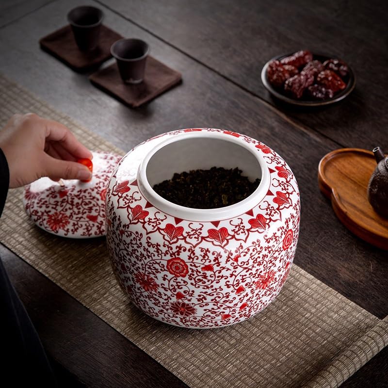 Duży niebieski i biały kubek na herbatę owinięty ceramiczny słoik uszczelniony czarny herbata pu'er biała herbata garnek do przechowywania luzem pojemnik do przechowywania (A)
