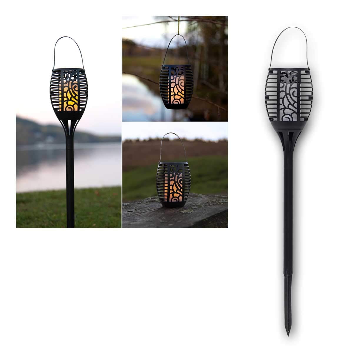 5x LED-Solar-Fackel "Flame", 3 in 1 imitiert Feuer