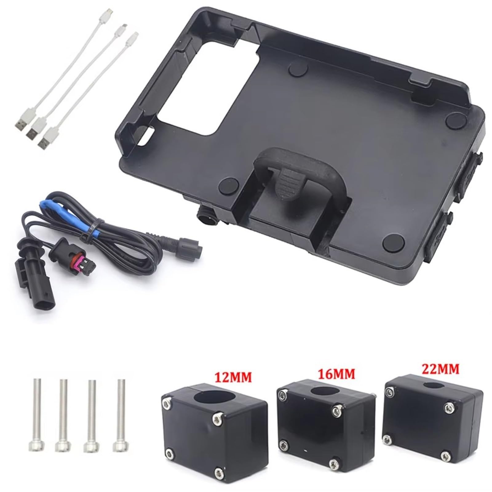 Supporto Piastra Navigazione Per R1200GS LC F800GS ADV F700GS R1250GS CRF1000L 12mm 16mm 22mm Staffa Di Navigazione Per Moto Per Telefono Cellulare Supporto Di Ricarica USB GPS Telefono Staffa(Lossles