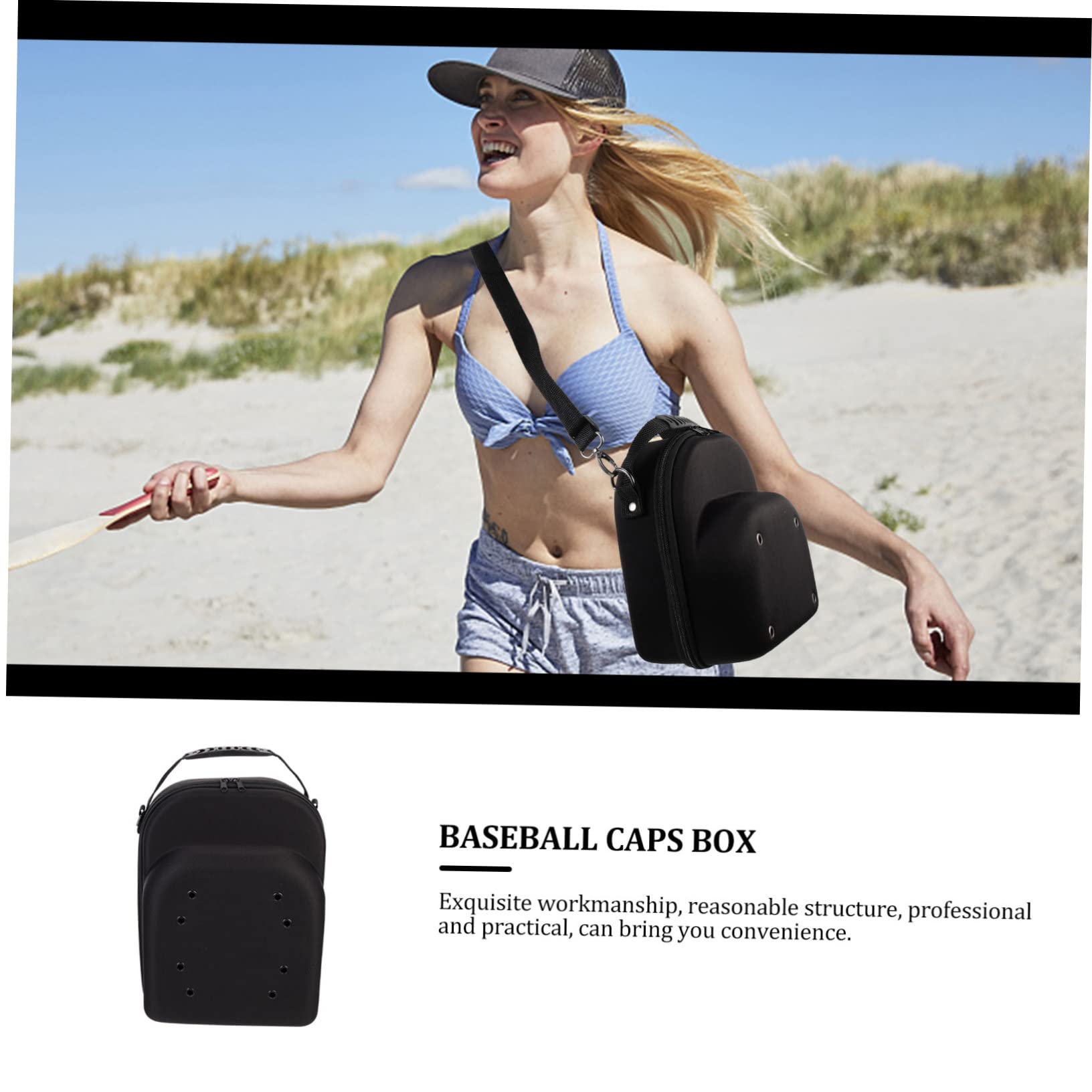 Caja para Sombreros de Viaje de Eva Negro Diseño Transpirable y Cremallera Suave, Estuche Protector Adecuado para Transportar Gorras de Béisbol