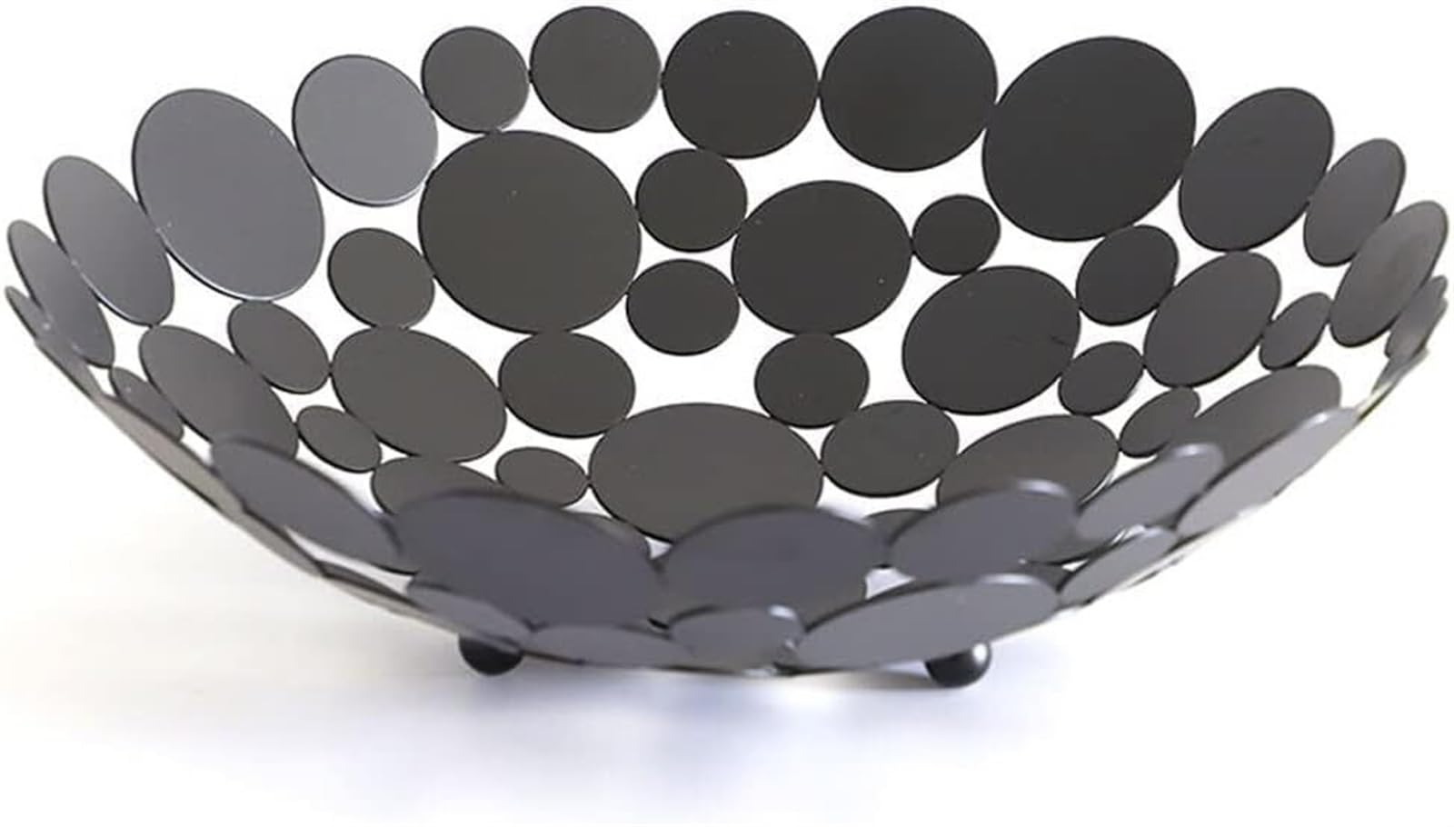 Mnuvxzaewf Svart Kitchen Countertop Fruit Rack-Metal Basket Round Bowl(Svart)