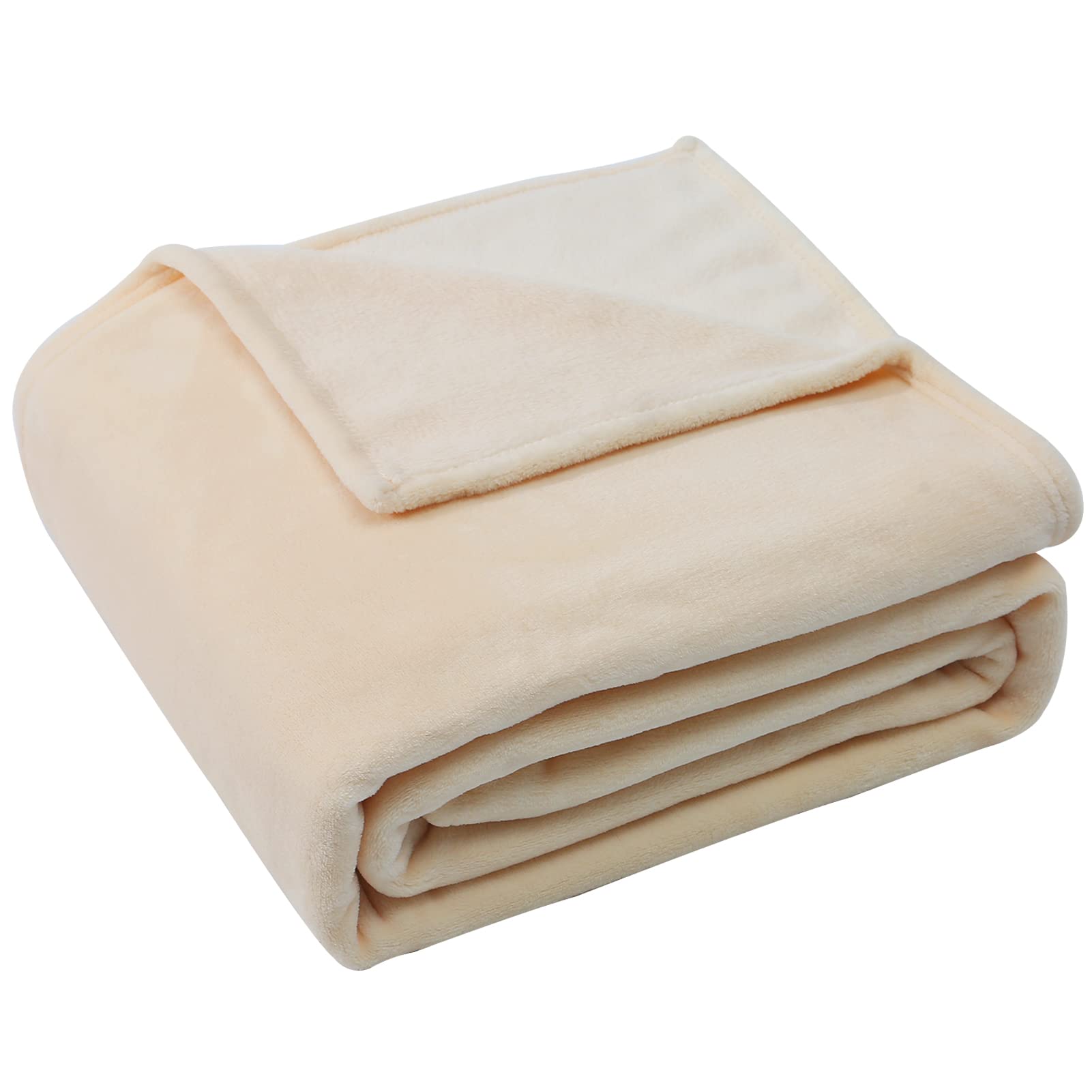 DAYONGFlannel Throw Blankets, 290GSM Super Soft Blankets,Lightweight Cozy Couch Blanket Throw for All Season, Warm Plush Blankets for Bed, Sofa, Couch, Office,Travel (200 * 230CM, Beige)