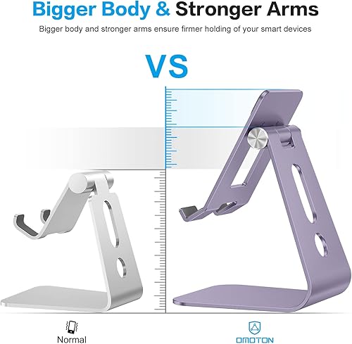 Miniatura 3 de OMOTON Soporte ajustable para tablet de escritorio, brazos más largos mejorados para una mayor estabilidad, soporte para tableta T2 con diseño hueco