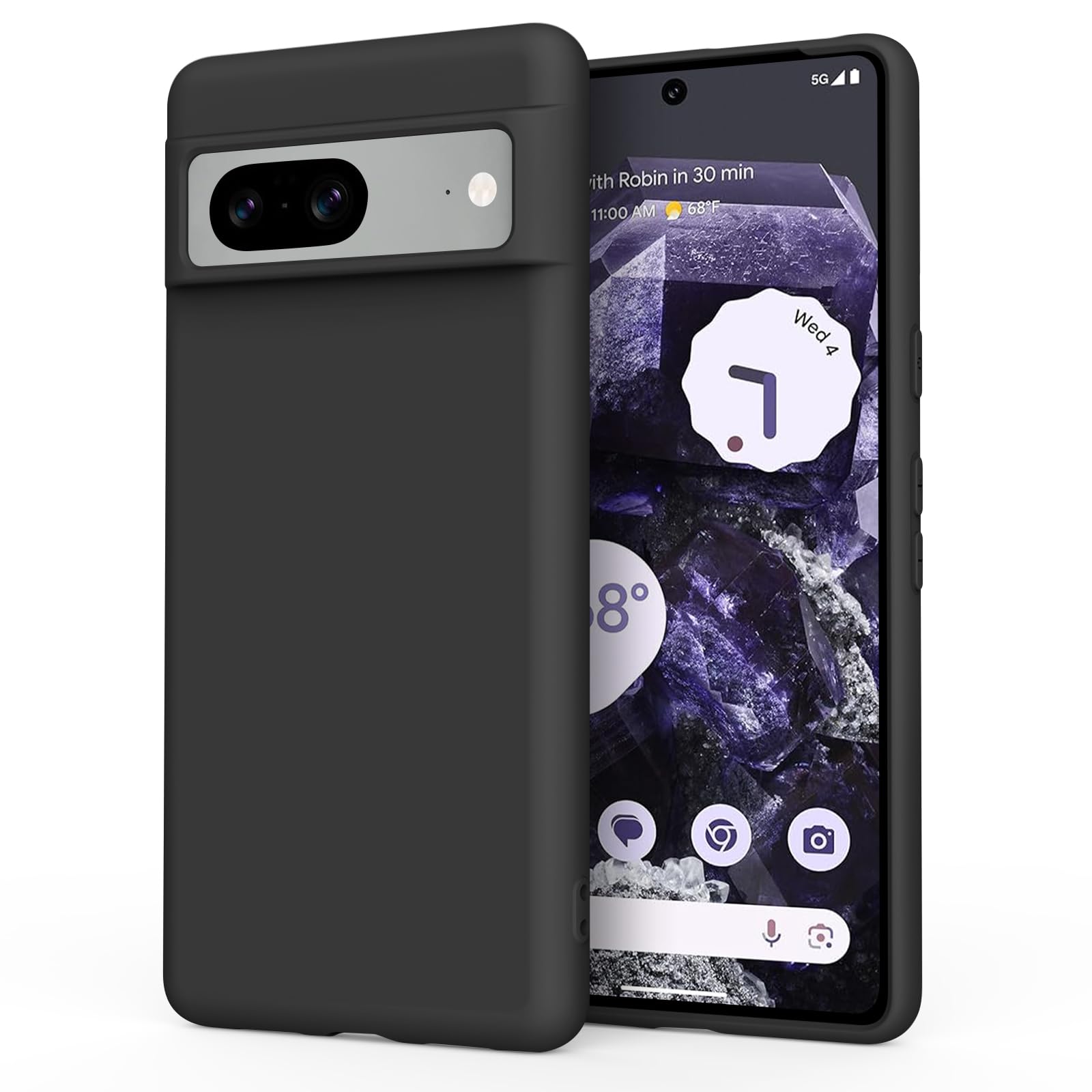 Tobfit Back Cover Case Compatible with Google Pixel 8, Case Cover Rugged Flexible Durable Anti-Slip Silicone Protection Shockproof Google Pixel 8 Back Cover (Black)