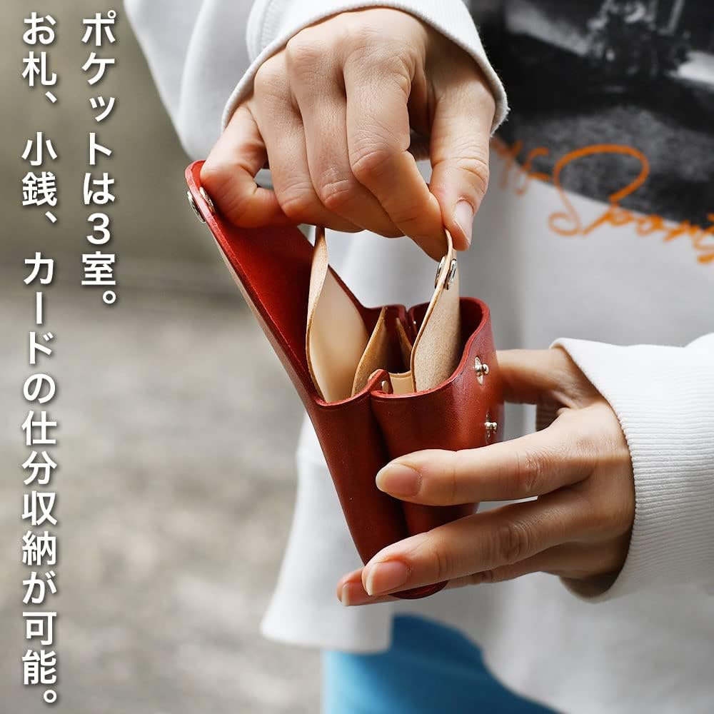 お札が折れないミニ財布 日本製 姫路レザー P1020 R.C.L オイルシュリンクレザー 縫い目のない シンプル ツヤ 艶 柔らか
