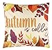 Juvale Throw Pillow Covers - Machine Washable & Reusable Fall Pillow Covers - Festive Fall Decor - Leaf & Quote Print Autumn Decor - 17 x 17 in, Pack of 4, Polyester