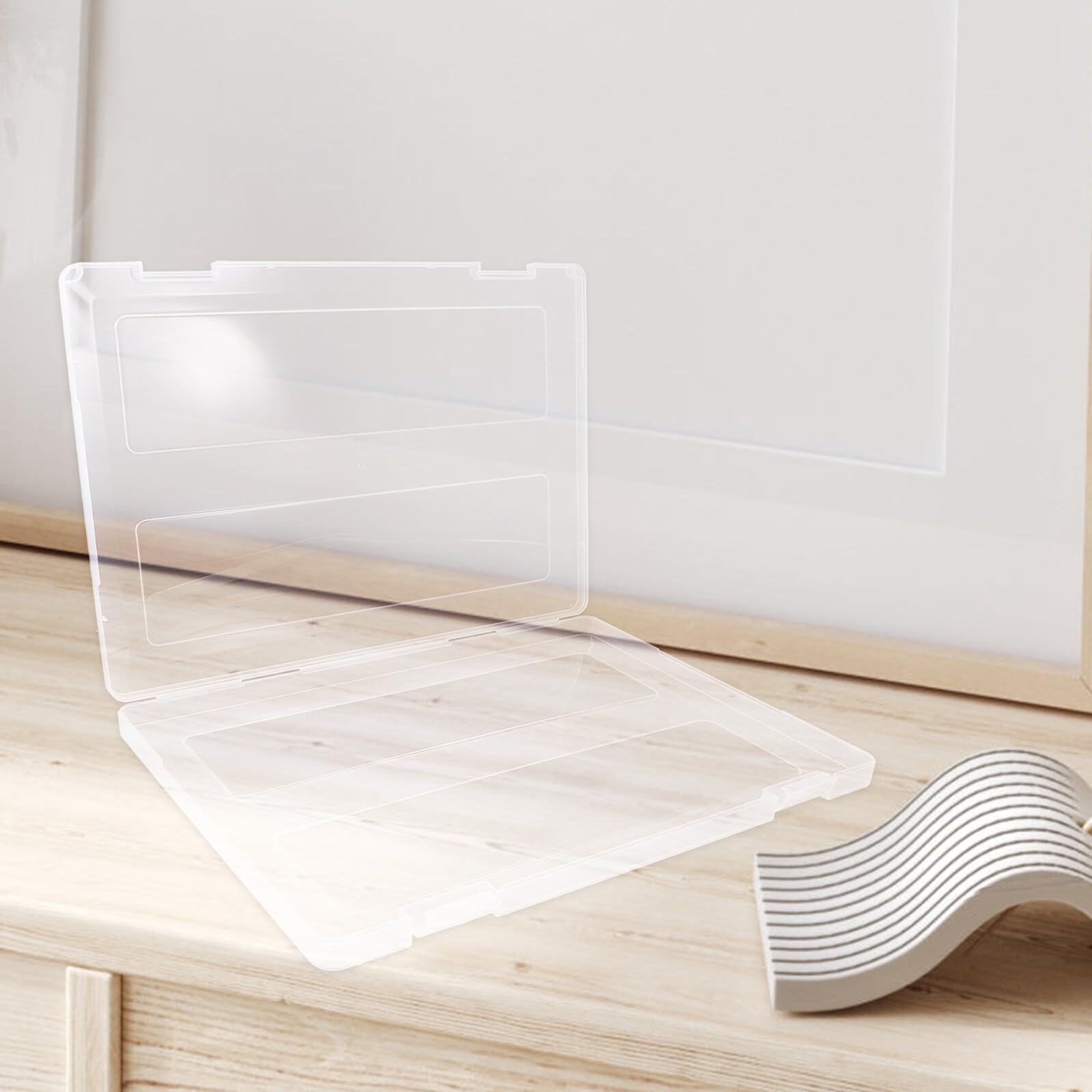 Zerodeko 4 piezas Caja Organizadora Transparente para Documentos de Portátil y Multifuncional con Cierre Seguro Resistente Gran Capacidad para Oficina y Papelería