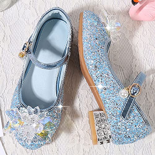 WENJIAZHIZHI Girls Mary Jane Princess Dress Shoes Low Heels Crystal Flowers Wedding Party School Pumps Shoes (Little Toddler/Big Kids)3