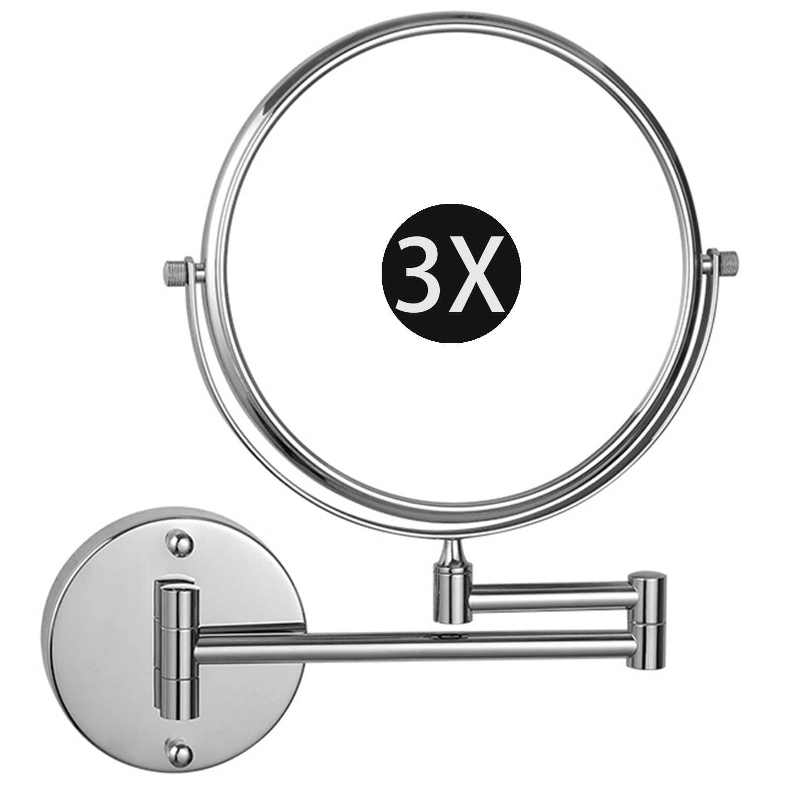 SXFSDOU 6" Wall Mounted Makeup Mirror with Magnification, Double Sided Magnifying Mirror, 360 Rotatable Adjustable Vanity for Bathroom,Chrome,3X