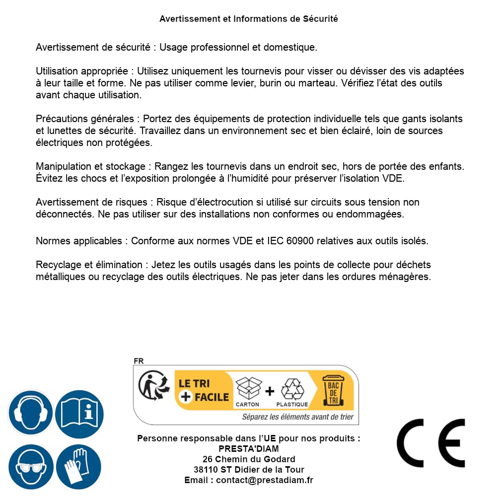 D-Work, set di cacciaviti VDE 11 pezzi, punta extra fine, isolamento e precisione per elettricista, cromo vanadio