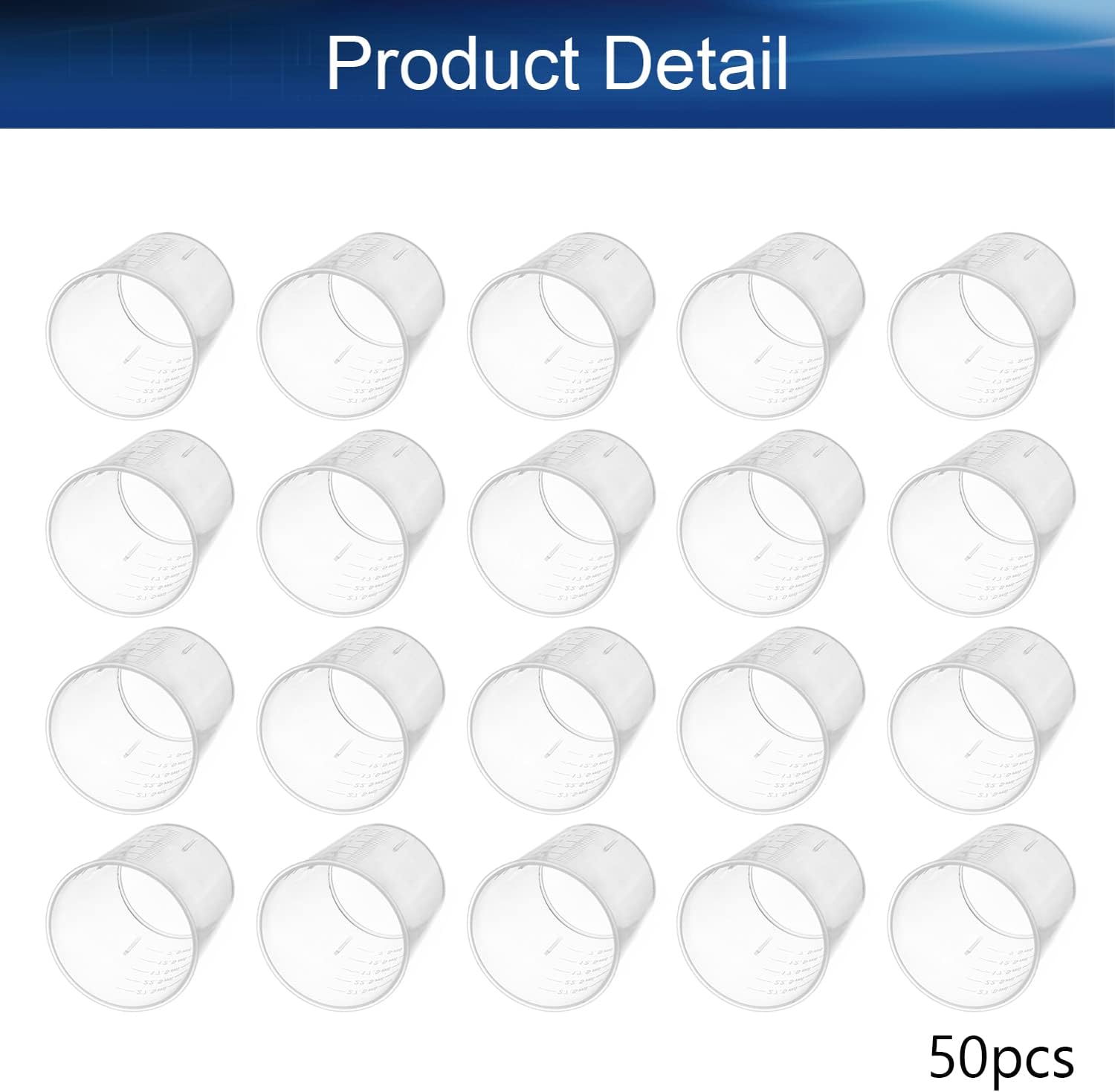 Bettomshin 50Pcs 30ml Metric Straight Shape Transparent Plastic Beaker, Liquid Measuring Cups, Graduated Multipurpose Mixing Cup Transparent for Lab, Milk, Juice