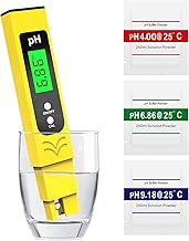 Dufuso pH Mètre Haute Précision (± 0,01), Testeur pH pour Piscine avec Écran LED Rétroéclairé Bleu et Compensation Automatique de la Température, pour Eau Potable/Piscine Analyse de l'Eau, Jaune