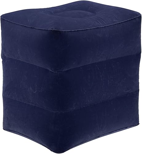 Miniatura 3 de PATIKIL Almohada inflable de viaje con reposapiés, ajustable de 3 capas de altura, para dormir, vuelos, piernas, para avión, tren, oficina, azul